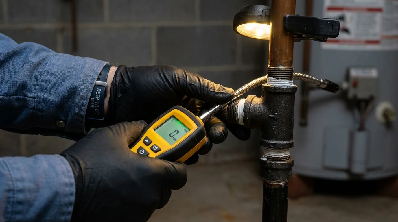 Gas leak detection with electronic sniffer by Johns Plumbing LLC in Manorville