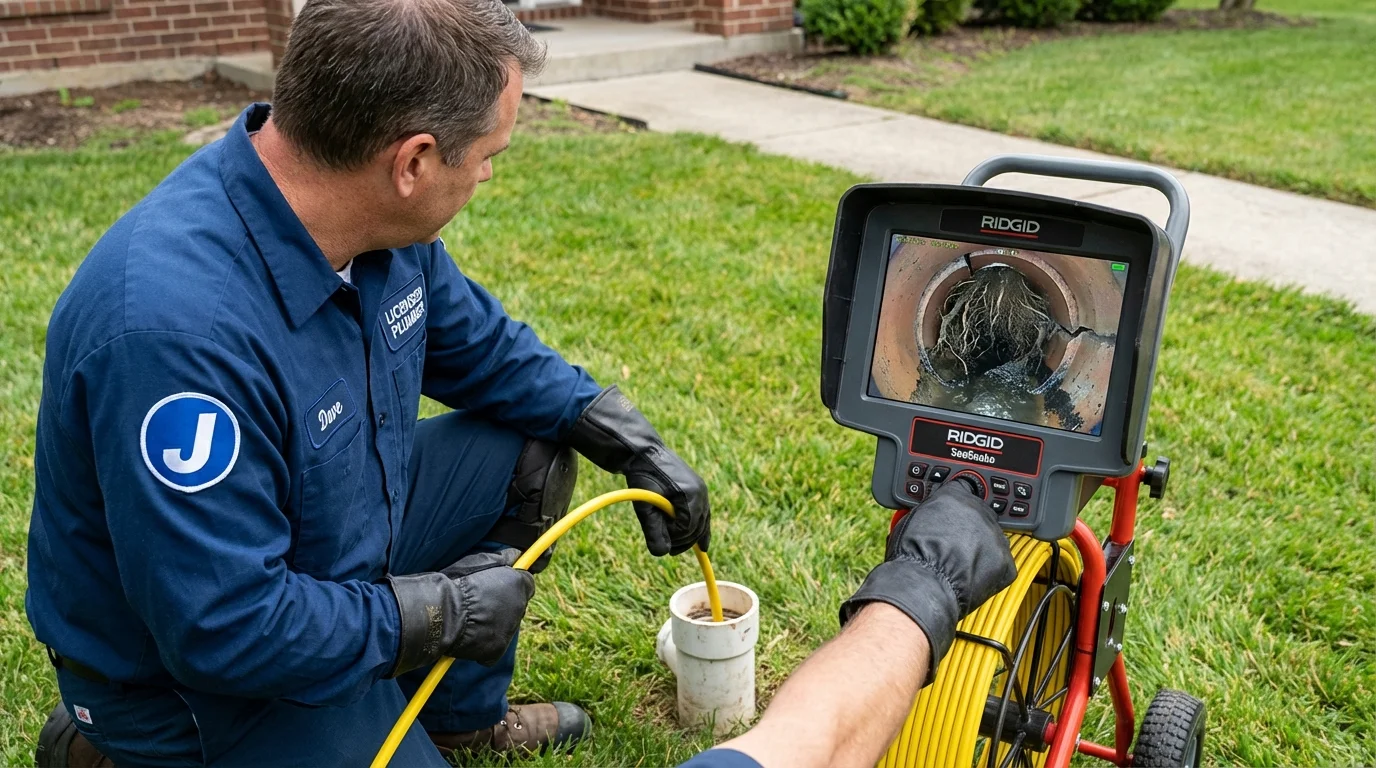 Sewer camera inspection being performed by Johns Plumbing LLC in Manorville